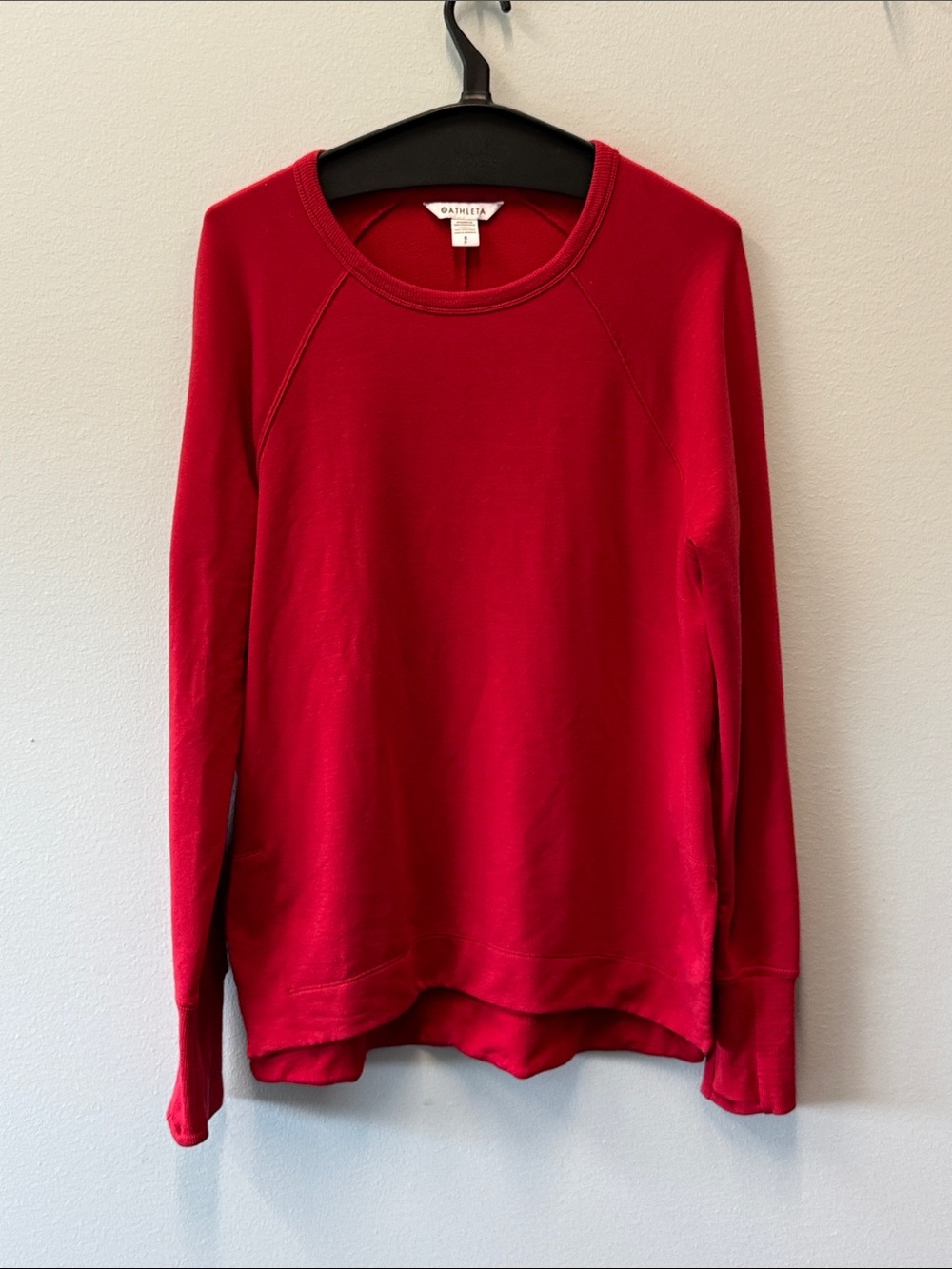 Athleta Coaster Luxe Recover Sweatshirt Red Small S CYA Nirvana Brushed Pullover
